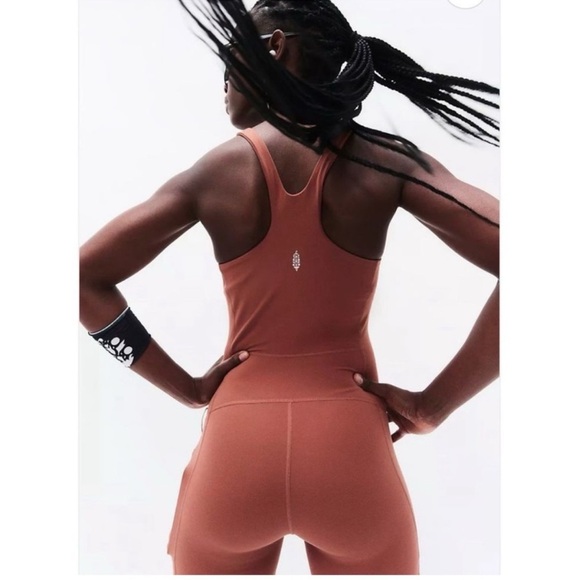 Free People Women's Never Better Runsie Shorty Racerback brown Size Small NWOT - Picture 1 of 8